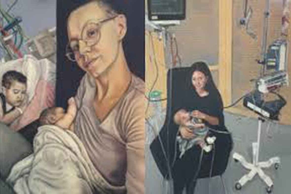 Peinture de Leanne Pearce illustrant l’ouvrage de Lyndsey Hookway "Breastfeeding the Brave"