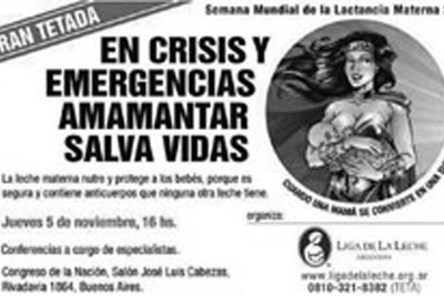 En situation de crise et d'urgence, l'allaitement sauve des vies. Argentine, SMAM 2009